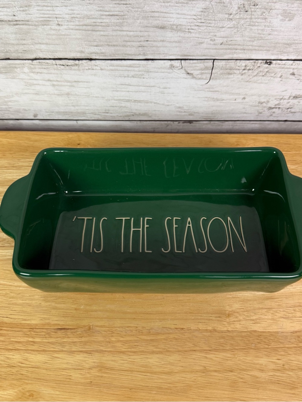 Rae Dunn Green 'Tis The Season Ceramic Baking Dish